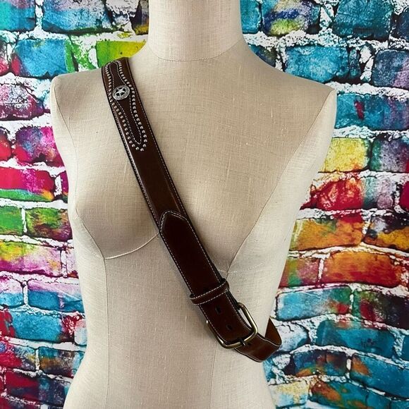 Nocona Other - Nocona Belt Co Brown Leather Western Style Silver Tone Stars Size 46 Belt